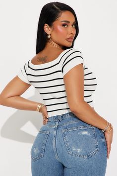 Available In White/Black. Striped Sweater Top Strapless Off Shoulder Cropped Ribbed Disclaimer: Stripe Placement May Vary. 72% Rayon 28% Polyester Imported | San Diego Striped Sweater Top in White/Black size Large by Fashion Nova Black Striped Sweater, Top Strapless, Striped Sweater, Stripe Sweater, Sweater Top, Black Fashion, Fashion Nova, San Diego, White Black