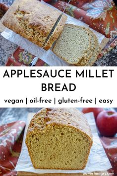 an image of applesauce millet bread with text overlay