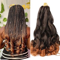 Category:Extension; Gender:Women's; Quantity:6 Pack; Occasion:Birthday,Vacation,Party / Evening,Daily Wear,Party Evening; Age Group:Adults; Hair Extension Type:Pre Looped; Hair Material:Synthetic Hair; Texture:Curly; Length:22 inch; Net Weight:0.45; Heat Resistant:Yes; Listing Date:11/17/2021; Can Be Permed:No; Unit Weight:75 Hair For Box Braids, Wavy Hair With Braid, Pre Stretched Braiding Hair, Trendy Bodysuits, French Curl, Braid In Hair Extensions, Synthetic Hair Extensions, African Braids, Braiding Hair