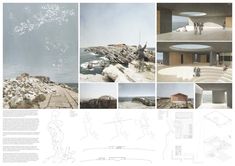 an architectural presentation board with images and text