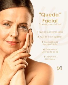 a woman with her hand on her face and the words queda facial written in spanish