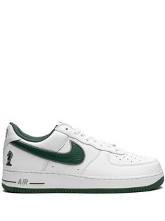 white/dark green leather signature Swoosh logo detail embroidered motif logo patch at the tongue branded heel counter perforated toebox round toe front lace-up fastening flat rubber sole These styles are supplied by a premium sneaker marketplace. Stocking only the most sought-after footwear, they source and curate some of the most hard to find sneakers from around the world. Released April 27th, 2023 We've partnered with Good On You — an independent agency that rates how brands perform in relati Tenis Air Force, Balenciaga Track, Nike T, Four Horsemen, Swoosh Logo, Balenciaga Triple S, Air Force 1 Low, Summer Beach Wear, Derby Shoes