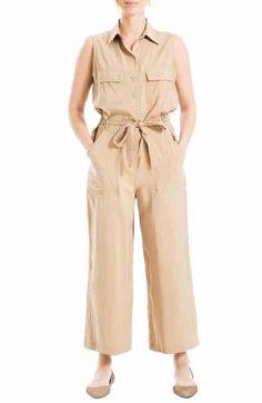 Nina Leonard Solid Tie Waist Jumpsuit | Nordstromrack Chic Strapless Jumpsuit With Tie Waist, Chic Beige Strapless Jumpsuit For Summer, Chic Strapless Jumpsuit With Pockets For Summer, Chic Strapless Summer Jumpsuit With Pockets, Elegant Belted Jumpsuits And Rompers For Summer, Spring Strapless Jumpsuit With Pockets, Chic Beige Belted Jumpsuit, Sleeveless Belted Jumpsuits And Rompers For Day Out, Sleeveless Jumpsuits And Rompers With Tie Fastening For Spring