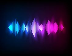 an abstract sound wave in pink, blue and purple colors on a dark black background