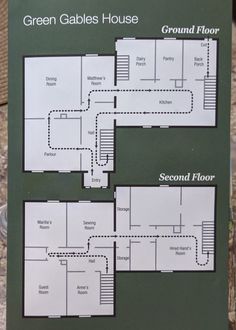 the floor plan for green gables house, ground floor and second floor are shown