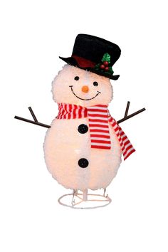 a snowman wearing a top hat and scarf