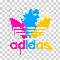 the adidas logo with paint splatters on it, as well as an image of