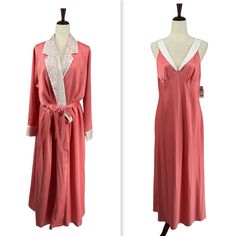 I Magnin Maxi Gown And Robe Set L Satin Luxury Old Hollywood Romantic Pink White -Size: Large, See Measurements Below -Color: Pink / White -Condition: Pre-Owned Condition, There Are Some Light Marks That May Come Out With Stain Treatment, Gown Still Has Tags Attached *Please See Pics For Condition Approx Measurements While Laying Flat Are: Robe: Pit To Pit: 24" Across Back Length: 54" Sleeve Length: 23.5" Night Gown: Pit To Pit: 18" Length: 52" *Dress Form Is A Size 6/8 For Fit Reference Sku: H546 Next Business Day Shipping Fit Reference, Maxi Gown, Maxi Gowns, Dress Form, Old Hollywood, Night Gown, Women's Intimates, Pink White, Stain