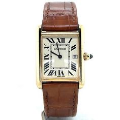 Cartier Tank Louis Quartz Large 18k Yellow Gold Silver Dial Men's Watch W1529756  | eBay Cartier Tank Louis, Tank Watch, Silver Watches Women, Cartier Tank, Cartier Watch, Gold Case, O Clock, Men's Watch, Luxury Watch