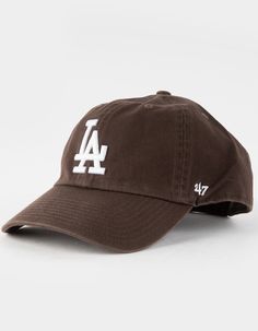 47 BRAND Los Angeles Dodgers '47 Clean Up Strapback Hat - BROWN | Tillys Cute Baseball Hats, La Dodgers Hat, Streetwear Hats, Dodger Hats, Hat Aesthetic, Fotografi Vintage, Trendy Hat, Online Closet, Brown Hats