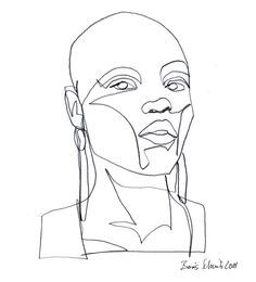 a black and white drawing of a woman's face