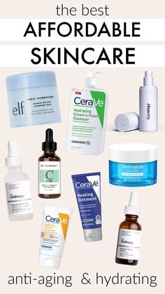 The best affordable skincare - anti-aging and hydrating skincare over 35 40 Plus Skin Care Routine, Best Products For Face Skincare, Easy Face Care Routine, Best Drugstore Anti Aging Products, Best Over The Counter Skin Care Products, Skincare Products Affordable, Best Skincare Routine Late 30s, Dry Skin Care Routine Anti Aging, Skin Care For 30 Year Olds Anti Aging