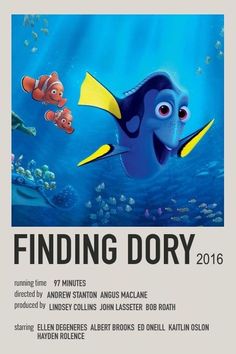 finding dory movie poster with nemo and flounds in the water, from disney's finding dory