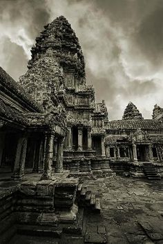 black and white photograph of an ancient building