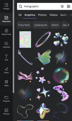 an iphone screen showing the images and text in different colors, shapes, and sizes