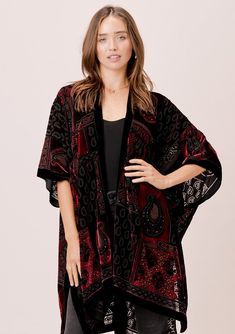 Kimono With Shorts, Kimono Lingerie, Paisley Kimono, Kimono Boho, Velvet Kimono, Boho Pink, Black Kimono, Burnout Velvet, Boho Kimono