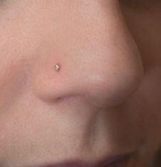 a woman's nose is shown with a tiny diamond on the tip of her nose