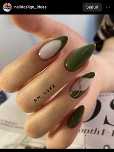 Nails Inspo Green, Forest Green Nail Designs, Green Nails Ideas, Green Nail Ideas, ليلو وستيتش, Nails Green, Heart Nails, Classy Nails, Chic Nails