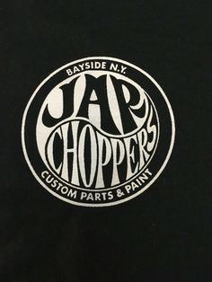 the back of a black shirt that says, bayside ny jar choppers custom parts & paint