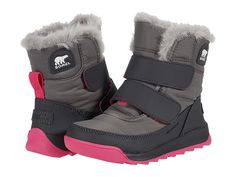 SOREL Kids Whitney II Strap (Toddler/Little Kid) - Kids Shoes : Quarry : Whether you're building snowmen, trekking through a snow-covered hike, or heading off to school, the SOREL Kids Whitney II Strap boots were designed to deliver. These kids' snow boots boast a waterproof boot that seals the elements out with durable waterproof nylon construction featuring 200g insulation, a comfy cuff, and soft fleece lining. Sturdy, dual hook-and-loop strap closure. Faux fur cuff and lining for a touch of a Girls Winter Boots, Kids Snow Boots, Boot Straps, Mid Boots, Snow Angels, Snowboard Boots, Winter Snow Boots, Girls Boots, Sporty Look