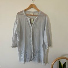 Pretty Sheer Button Up With Lace Detail Spring Beach Blouse With Button Closure, Spring Beach Blouse With Buttons, Spring Vacation Blouse With Button Closure, Crop Top With Sleeves, Blue Lace Top, Black Floral Blouse, Meadow Rue, Lace Peplum, Purple Plaid