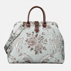 Floral Mint Mary Poppins Weekender carpet bag MCW Handmade Victorian Carpet, Green Laptop, Blue Mary, Carpet Bags, Traditional Carpet, Carpet Fabric, Large Travel Bag, Burnout Velvet, Carpet Bag