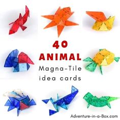 origami animals with text overlay that says 40 animal magna - tile idea cards