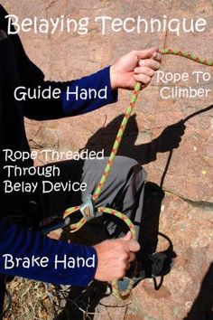 a man holding onto a rope with instructions on how to use it and what to use it