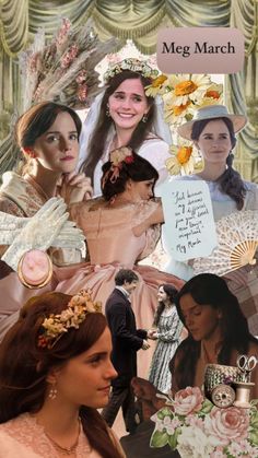 a collage of women dressed in period costumes