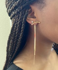 Gold Long Tassel Earrings Diamond not included Chic Dangle Tassel Earrings As Gift, Chic Tassel Earrings As A Gift, Gift Long Drop Tassel Earrings, Long Drop Fringe Earrings Gift, Long Drop Fringe Earrings For Gift, Minimalist Dangle Tassel Earrings As Gift, Minimalist Party Tassel Drop Earrings, Minimalist Tassel Drop Earrings For Parties, Minimalist Dangle Tassel Earrings For Gift