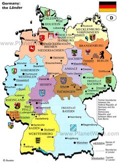 a map of germany with all the major cities and their respective towns in german language