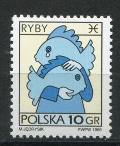 a stamp with an image of a blue bird on it's head and the words polska to gr