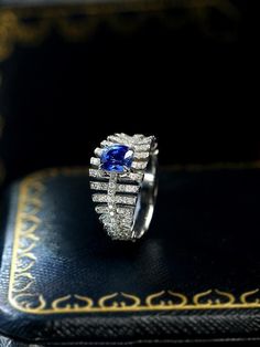 * Condition: Brand new * Center Stone:  Shape: Cushion Variety/Type: Cornflower Blue Color: Blue Total Carat Weight (TCW): Approx 1.03ct Country/Region of Manufacture: Sri Lanka Cut Grade: Excellent Country of Origin: Sri Lanka * Side stones: Natural White Diamond, Round-Cut, Approx 0.56ct (VVS clarity with F color) * Metal Purity: Platinum 950 (Optional) * Ring Dimension: Approx 11x5mm * Free DHL Express Shipping. * Attached with Certificate.  * Each piece is made-to-order with care and special Luxury Sapphire Cluster Ring, Luxury Sapphire Birthstone Ring, Luxury White Gold Diamond Ring With Lab-created Sapphire, Luxury Blue Diamond Ring With Accents, Luxury Blue Diamond Ring With Pave Setting, Luxury Sapphire Diamond Ring With Vvs Clarity, Luxury Round Cut Sapphire Ring With Pave Setting, Luxury Blue Ring With Diamond Accents, Blue Diamond Ring With Pave Setting In Platinum