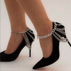 Multi Layered Silver Chain Heel Anklet Accessorize Your Heels With Beautiful Gold Chain Wear With All Your Favorite Heels For A New Look Nwot Elegant Adjustable Chain Anklets For Party, Elegant Metal Anklets For Party, Elegant Anklets With Adjustable Chain For Party, Elegant Metal Party Anklets, Trendy Adjustable Chain Anklets For Party, Silver Ankle Wrap Anklets For Party, Party Silver Ankle Wrap Anklets, Elegant Ankle Strap Anklets For Party, Silver Party Anklets Ankle Wrap