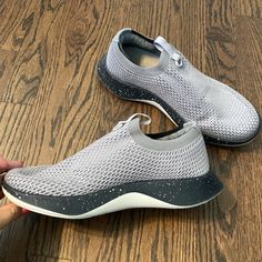 Just Worn In The House To Try On. Super Soft And Comfortable. Great Arch Support! Gray Flat Sneakers With Cushioned Footbed, Gray Synthetic Sneakers With Flat Heel, Gray Sneakers With Cushioned Footbed, Gray Slip-on Flat Sneakers, Allbirds Shoes, Shoes Color, Arch Support, Try On, On Shoes