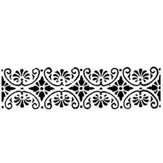 a decorative border with flowers and leaves in black on a white background