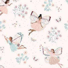 Fairy Wonderland Pinks Wallpaper Repeat Pattern - Munks and Me Wallpaper Cute Fairy Wallpaper, Kids Bedroom Wallpaper Texture, Fairy Land Wallpaper, Fairy Wallpaper Pink, Pink Nursery Wallpaper, Princess Mural, Baby Girl Nursery Fairies, Kid Wallpaper, Fairy Fabric