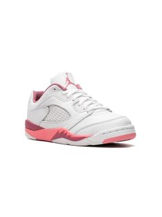 white/pink leather panelled design signature Jumpman motif round toe front lace-up fastening logo-embroidered tongue embroidered logo to the rear rubber sole These styles are supplied by a premium sneaker marketplace. Stocking only the most sought-after footwear, they source and curate some of the most hard to find sneakers from around the world. Air Jordan 5, Jordan 5, Kids Jordans, Pink Leather, Air Jordan, Boys Shoes, Sneakers White, Logo Embroidered, Jordan