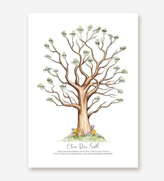 the tree of life is shown in this watercolor drawing