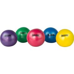 six exercise balls lined up next to each other