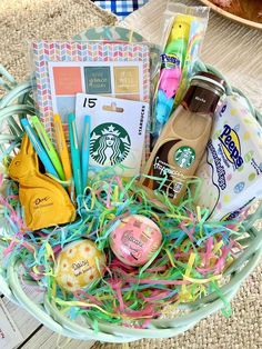 These teen girl Easter Basket ideas are super fun and creativeespecially the unique non-basket basket suggestions Different Easter Basket Ideas, Friends Easter Basket, Easter Park Ideas, Ostara Basket Ideas, Easter Basket Theme Ideas, Easter Raffle Basket Ideas, Family Easter Basket Ideas, Easter For Teens, Teen Girl Easter Basket Ideas