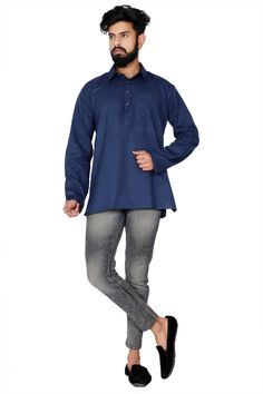 This traditional Famous cotton flex is a soft fabric Kurta will surely add charm to you.  This Navy Blue Color outfit is perfect for you,you can wear regular on jeans like Shirt It will surely be an eye-catching dress. This dress is suitable for You,  you can choose right size by select size menu.  FABRIC - 100%cotton  SALES PACKAGE - 1 Short Kurta  PATTERN - Plain  Delivery time ranges between 11 - 21 working days. For Express Shipping (5-7 Working days) We may have to charge you extra.  Please contact us if you want to avail this service. Thank you so much to visit my shop.  * You May Conversation With Me if You want Fast Shipping and any doubt.  Rajesh Bansal  owner of Rajasthani Dresses Blue Cotton Kurta With Relaxed Fit, Traditional Blue Relaxed Fit Tops, Kurta Pattern, Rajasthani Dress, Kurta Patterns, Mens Dress Shirts, Short Kurta, Mens Dress, Navy Blue Color