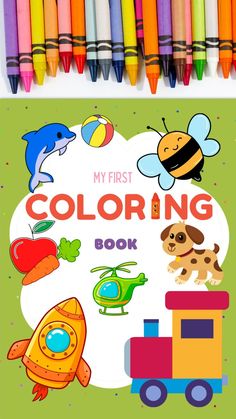 the coloring book is full of colorful crayons and pencils for kids to color