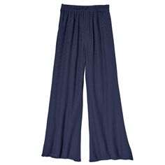 These comfy and flatteringdouble-layer navy pants have an elastic waist and wide legs. They're the perfect complement to the floral Double-Layer Tunic (HBT852). Rayon/poly. Handwash. Imported. S(6-8), M(10-12), L(14-16), XL(16-18), XXL(18-20), XXXL(20-22). 30" inseam. Layered Tunic, Personalized Accessories, Pants Large, Star Rating, Wide Legs, Navy Pants, Tunic Sweater, Personalized T Shirts, Scarf Shawl