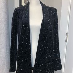 New Without Tags Chic Fall Blazer With Rhinestones, Chic Outerwear With Rhinestones For Night Out, Formal Rhinestoned Long Sleeve Outerwear, Formal Rhinestone Outerwear With Long Sleeves, Formal Long Sleeve Outerwear With Rhinestones, Glamorous Long Sleeve Outerwear With Rhinestones, Glamorous Long Sleeve Rhinestone Outerwear, Rhinestoned Long Sleeve Outerwear For Night Out, Rhinestone Long Sleeve Outerwear For Night Out