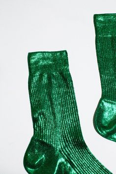 Fine rib laminated socks with a high shine. Fabric is 66% silk, 34% polyamide. Made in Italy. Green Super Soft Socks, Comfortable Handmade Green Socks, Stretch Ribbed Mid-calf Socks, Ribbed Cotton Mid-calf Socks, Fun Green Cotton Socks, Statement Socks, Original Bags, Designer Socks, Sale Design