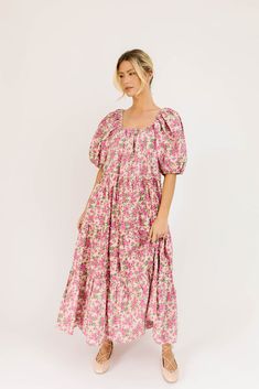 daymaker dress // secret garden *zoco exclusive* – shop zoco Secret Dress, Garden Parties, Tier Skirt, Rose Pattern, Bridal Showers, Floral Maxi, Family Pictures, Floral Maxi Dress, Secret Garden