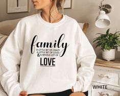 "Family Love Sweatshirts, Family Matching Sweatshirts, Family Sweatshirt, Family Gift Sweatshirts, Love Sweatshirt, Cute Family Sweatshirt, Funny family Sweatshirt, Love Sweatshirt, *HOW TO ORDER: 1. Please, Check and Review all Photos and Size Charts 2. Choose Your Sweatshirt Color/Size 3. Choose Your Text/Design Color 4. Choose Your Quantity as much as you want. 5. Click \"Add To Cart\". For multiple items go back to the listing and repeat the steps. *T-SHIRTS QUALITY: Sweatshirts are 50/50 cotton/polyester. (Heather Sport colors: 60/40 polyester/cotton) Black and White T-Shirts are relax fitted. 100% cotton. Coral Pink and Dusty Rose t-shirts are 35/65 cotton/polyester. * PROCESSING & SHIPPING: Processing is 1-3 days. First Class Shipping is 2-5 business days (after processing time). Yo Gifts Boho, Health Gifts, Neonatal Intensive Care Unit, Nurse Appreciation Gifts, Boho Shirt, Nurse Sweatshirt, Boho Sweater, Christian Sweatshirt, Slogan Tee