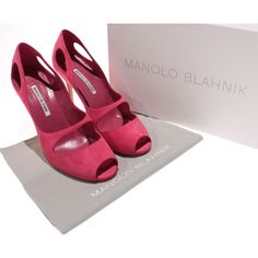 Manolo Blahnik Pink Manolo Blahnik Red, Manolo Blahnik Pink, Manolo Blahnik Sandals, Shoes Manolo Blahnik, Manolo Blahnik Pumps, Manolo Blahnik Black, Floral Heels, Strappy Stilettos, Kitten Heel Sandals