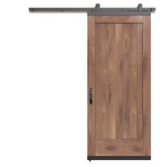 The JELD-WEN Rustic Wood DesignGlide Barn Door Kit combines style and function. The stained door paired with matte black hardware adds charm to any space. Looks great in a home office, pantry, closet, bathroom or laundry room. They're also a perfect choice for tight spaces. JELD-WEN 36-in x 80-in Clear Plank Walnut Wood Solid Core Barn Door (Hardware Included) | LOWOLJW248000045 Closet Bathroom, Office Pantry, Barn Door Kit, Pantry Closet, Matte Black Hardware, Storm Door, Solid Core, Barn Door Hardware, Black Hardware